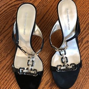 Bandolino black/Silver Satin Slip on Sandal 🔥🔥